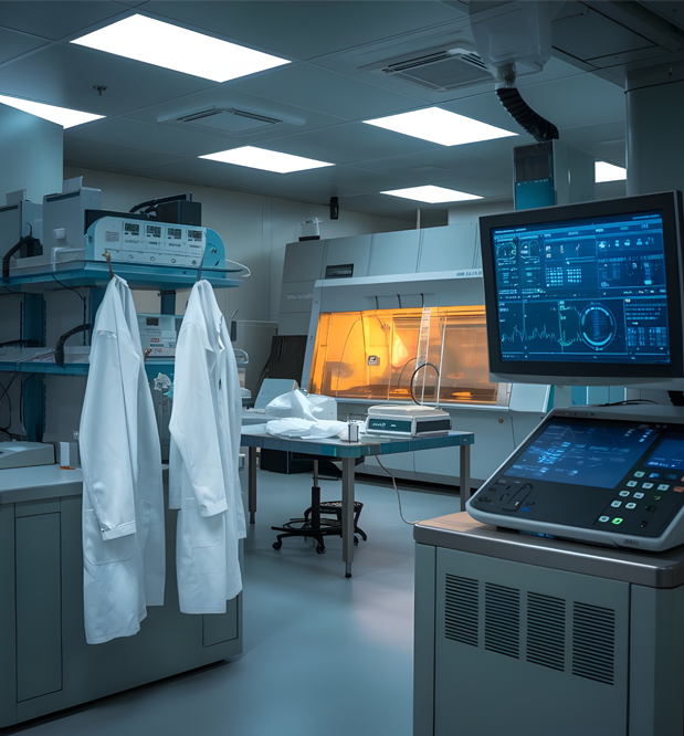 Collage of 2 images. First image is of 2 professionals standing and looking into a tablet. Second image is of multiple professionals working on their machines. Collage of 2 images. First image is of 2 professionals standing and looking into a tablet. Second image is of multiple professionals working on their machines.